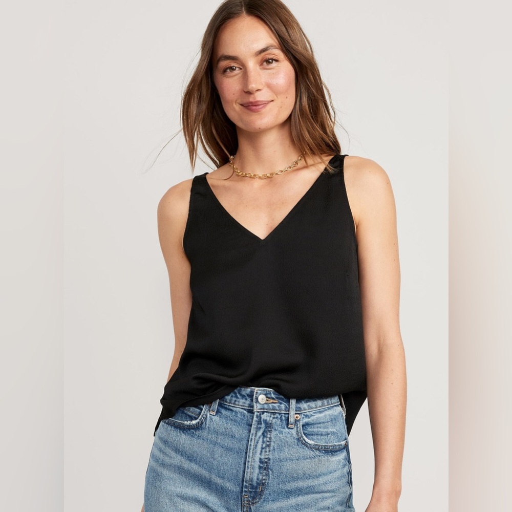V-Neck Sleeveless Satin Top